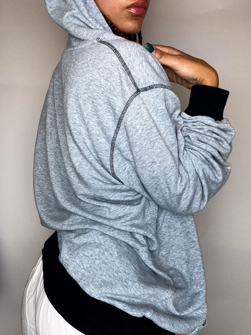 Vintage Großer Grauer Adidas Hoodie
