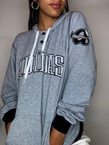 Sweat a capuche gris ADIDAS L vintage