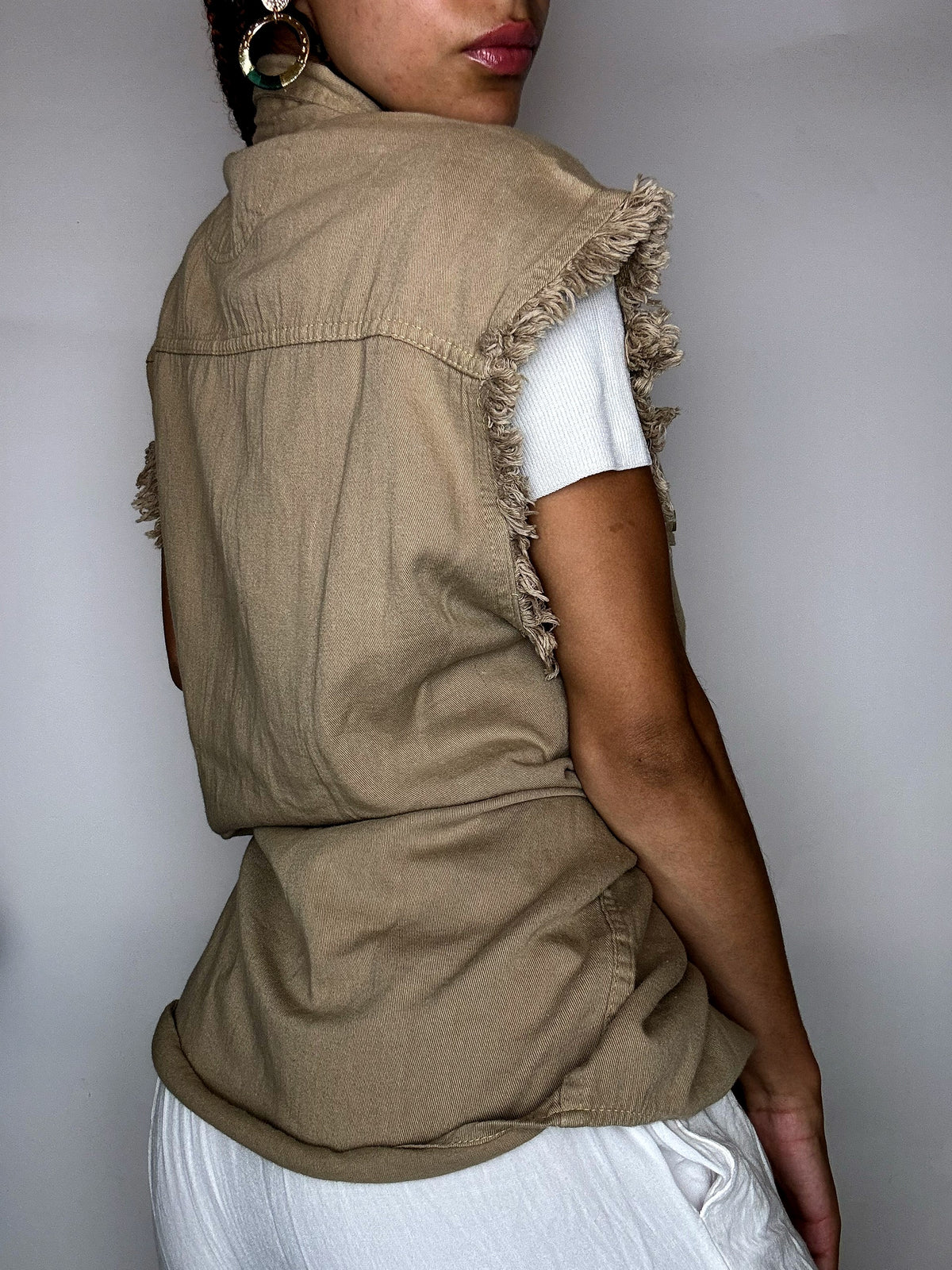 Chemise sans manche beige M vintage