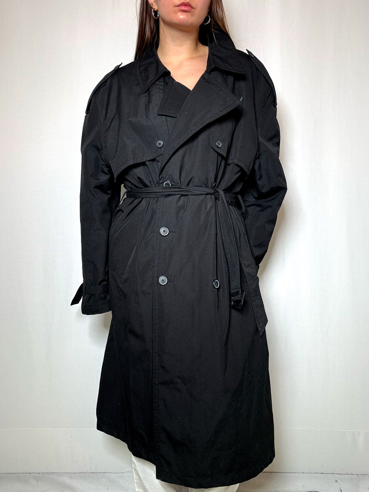Trench épais noir XL vintage