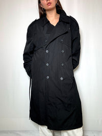Vintage black thick trench coat XL