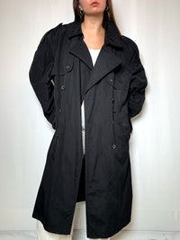 Vintage black thick trench coat XL