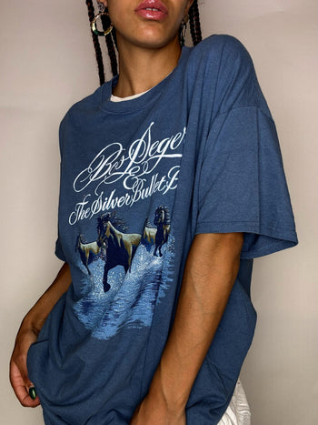 Tee shirt bleu BOB SEGER XL vintage