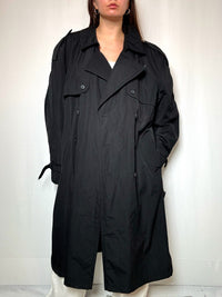 Vintage black thick trench coat XL
