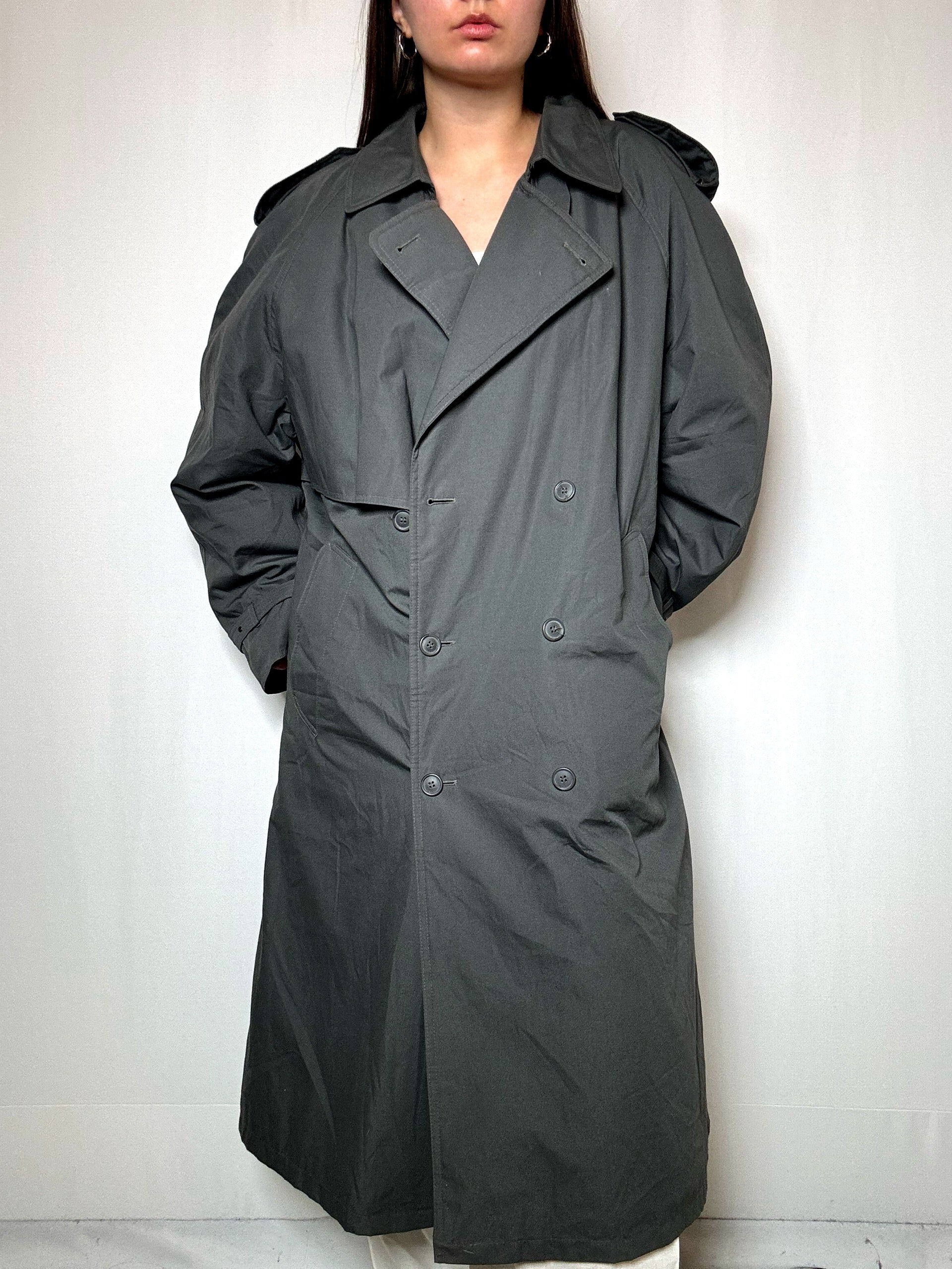 Trench épais gris XL vintage