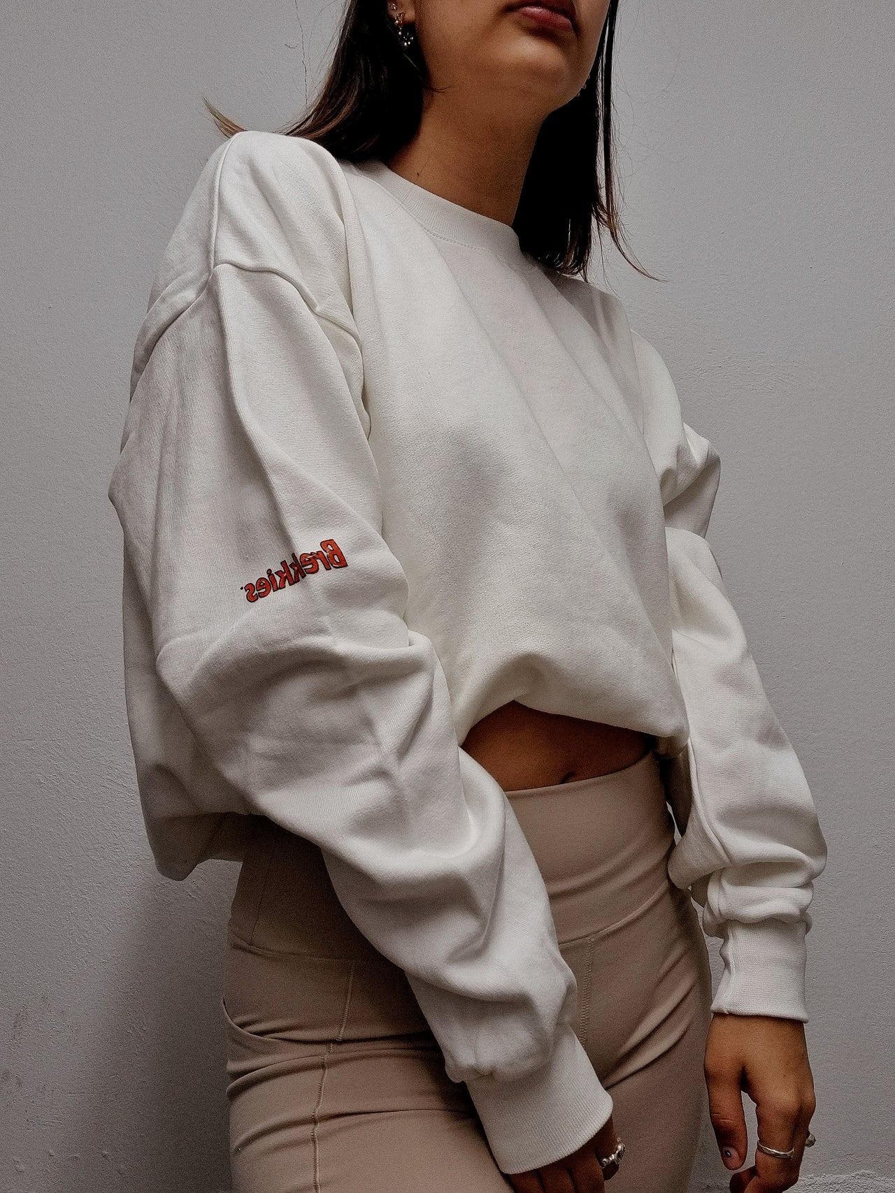 Vintage weißer Basic-Oversized-Pullover L