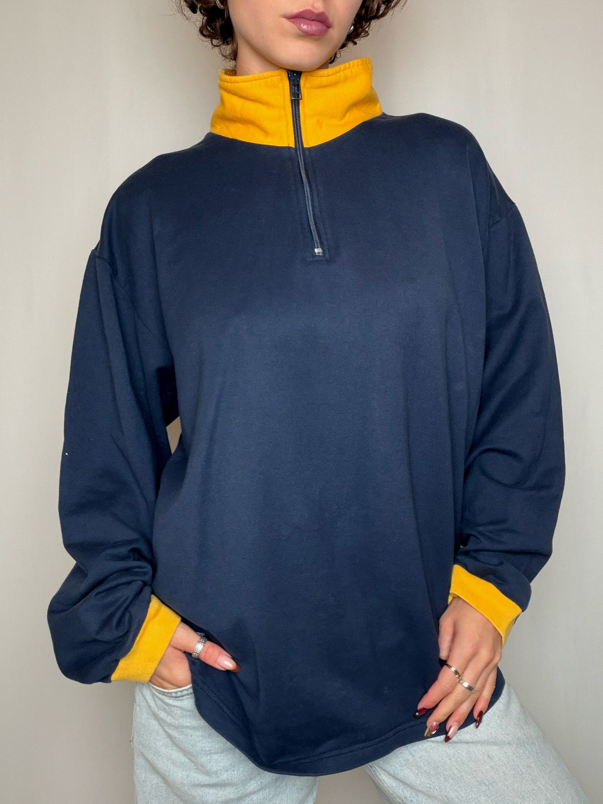 Sweat bicolore Asics XL vintage