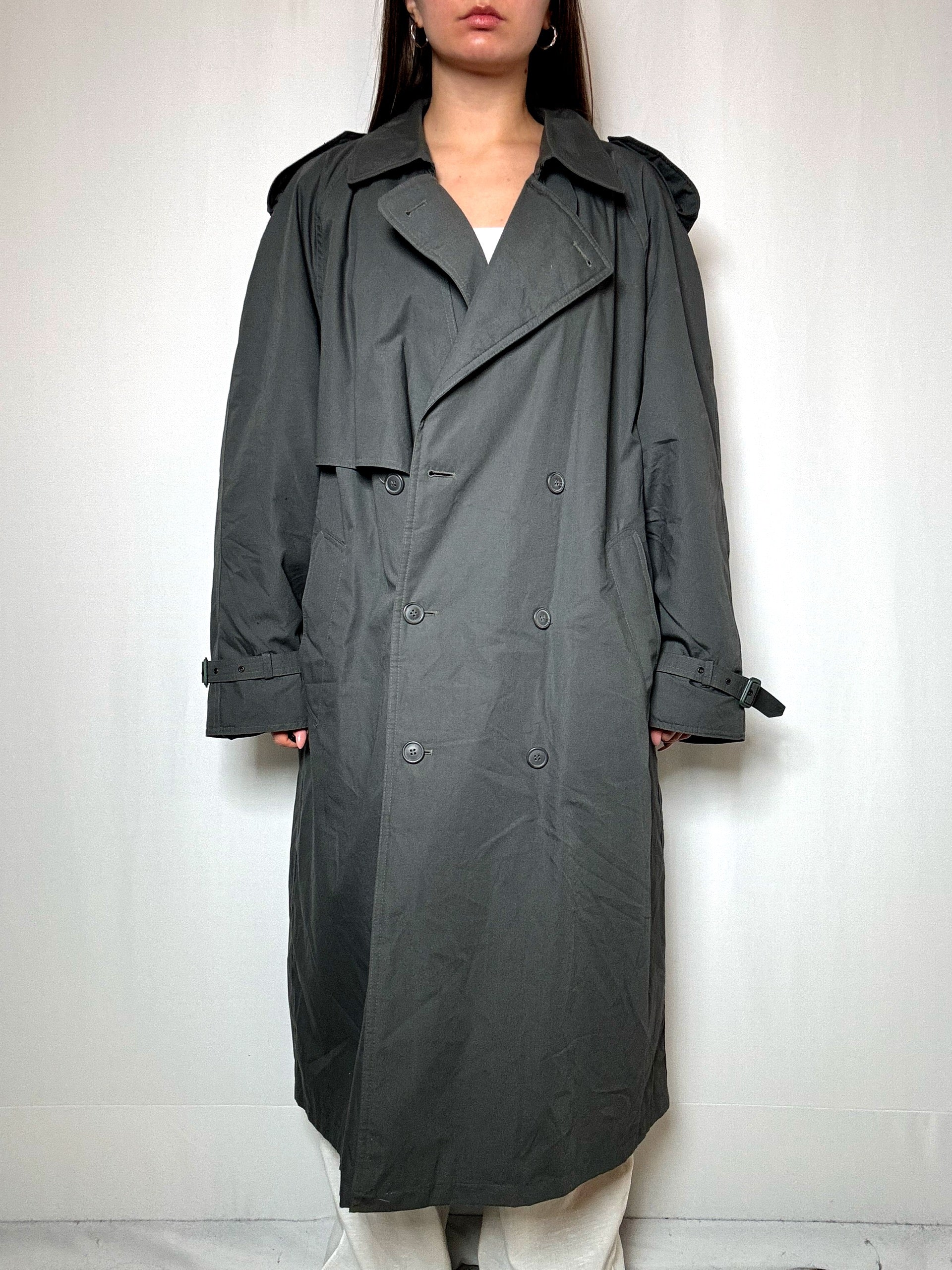 Trench épais gris XL vintage
