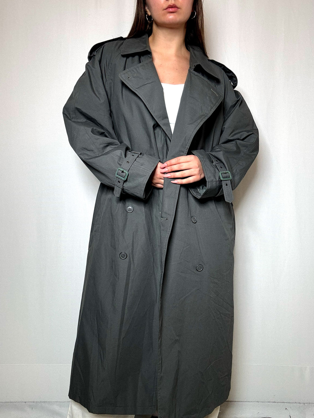 Trench épais gris XL vintage