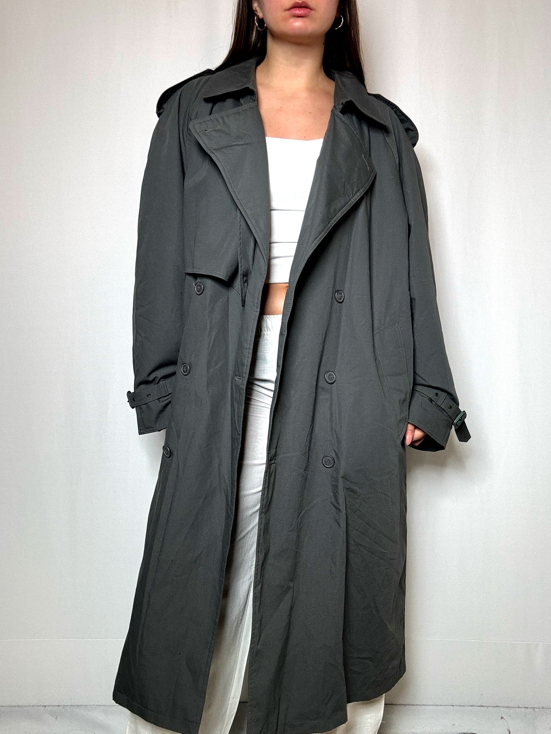 Trench épais gris XL vintage