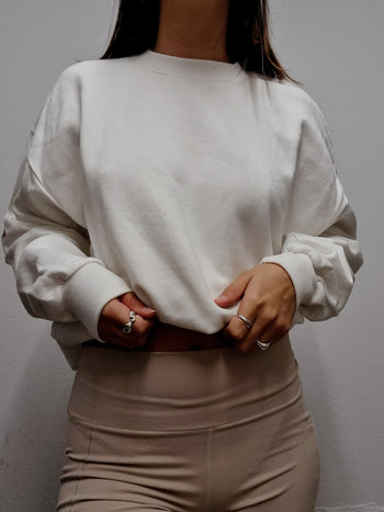 Pull vintage blanc basic oversized L