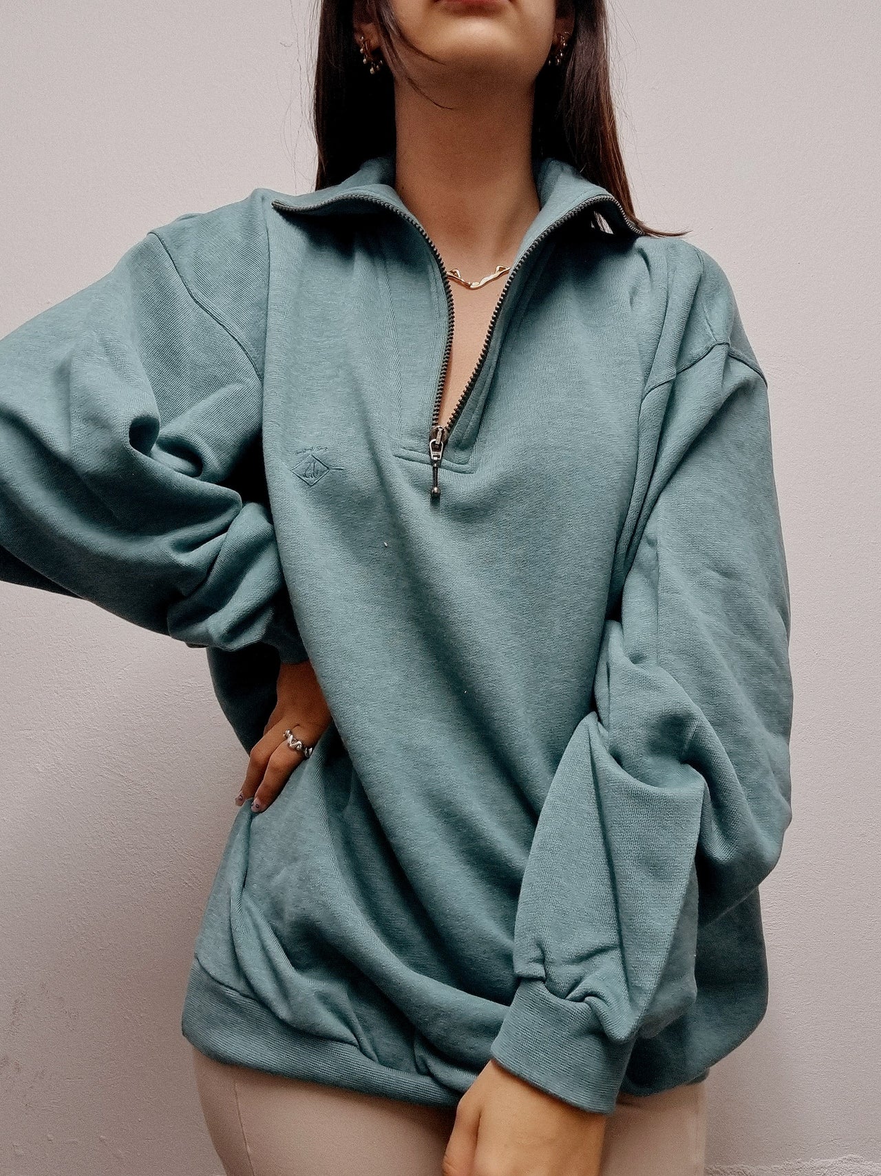 Pull vintage vert basic oversized M