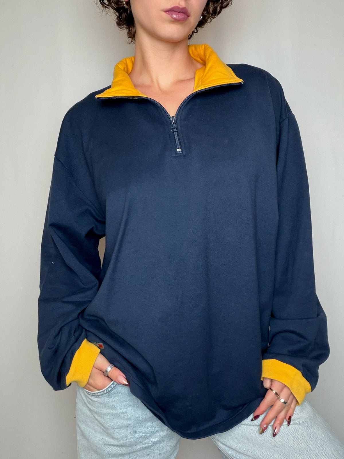 Sweat bicolore Asics XL vintage