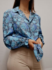 Chemise vintage bleue à fleurs M
