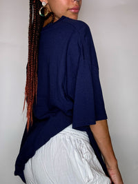 Vintage-T-Shirt mit marineblauem Print, Größe L