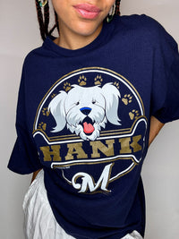 Vintage-T-Shirt mit marineblauem Print, Größe L