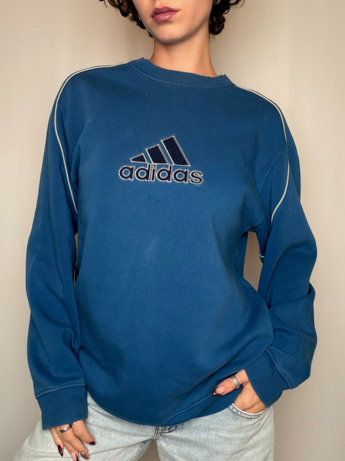 Sweat bleu Adidas M/L vintage