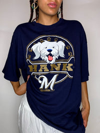 Vintage-T-Shirt mit marineblauem Print, Größe L