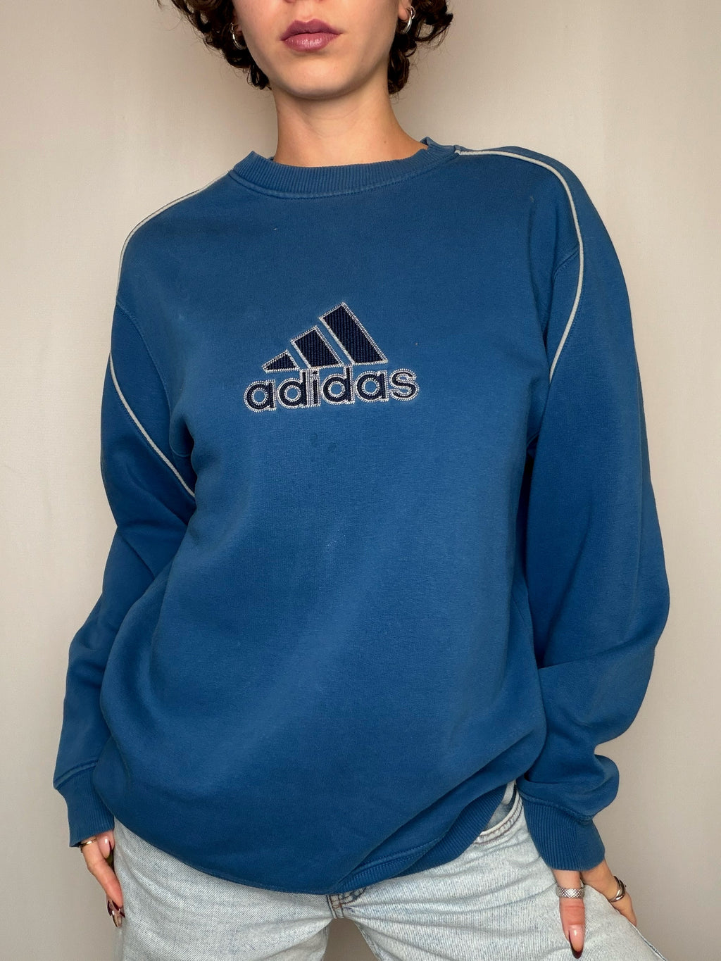 Sweat bleu Adidas M/L vintage