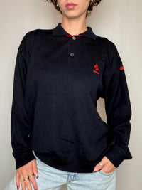 Pull en maille noir Ferrari M vintage