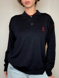 Pull en maille noir Ferrari M vintage