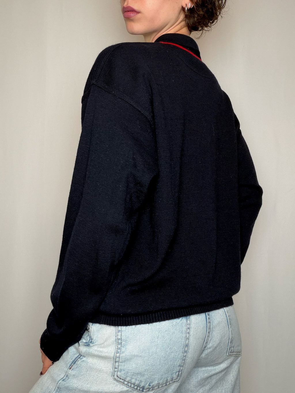Pull en maille noir Ferrari M vintage