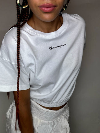 Crop top blanc CHAMPION L vintage