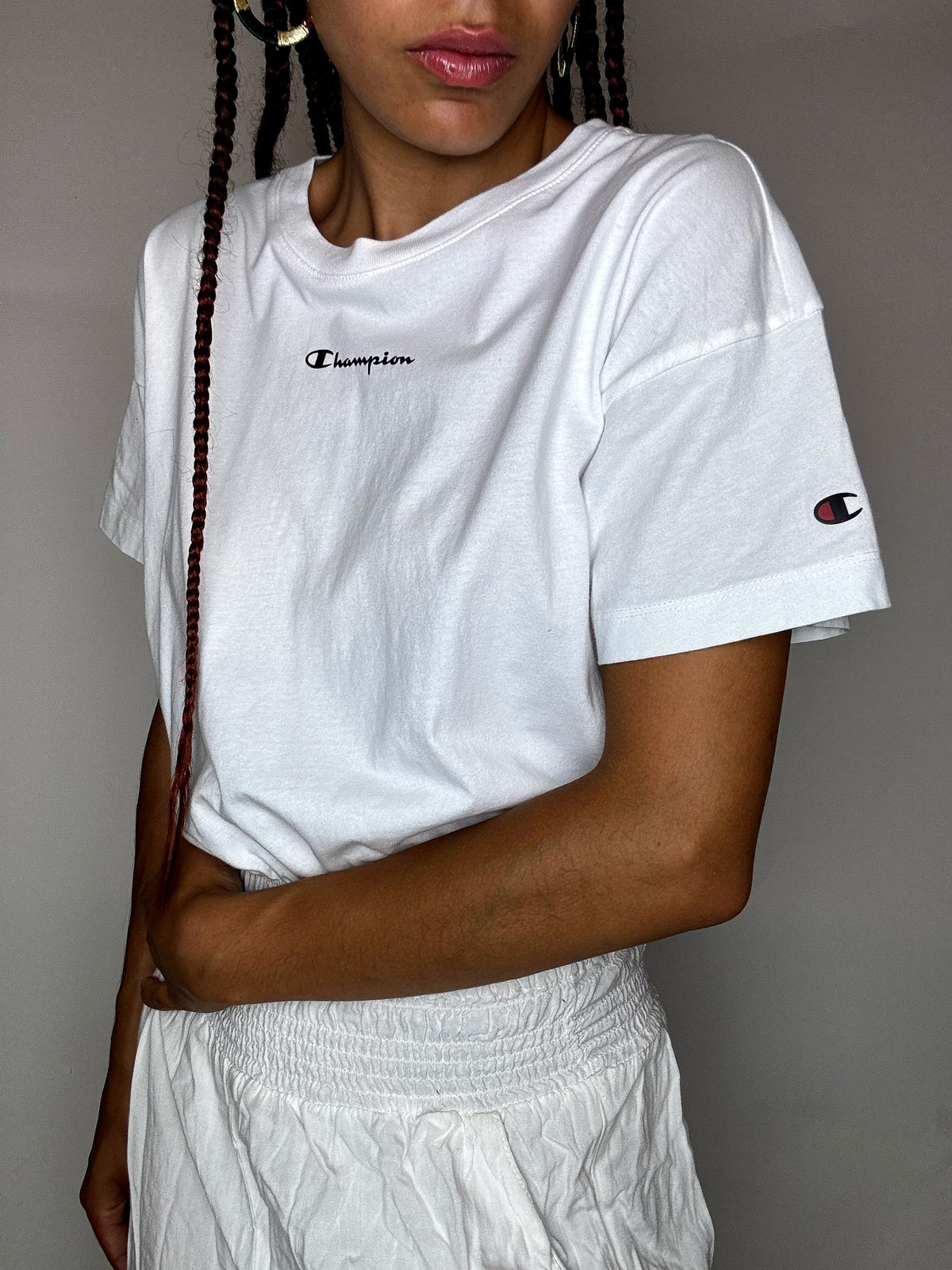 Crop top blanc CHAMPION L vintage