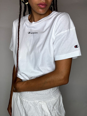Crop top blanc CHAMPION L vintage