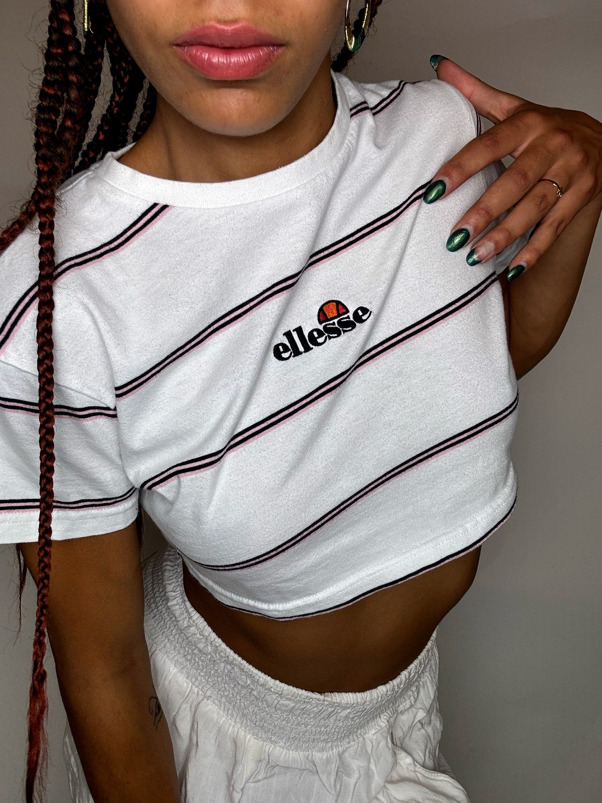 ELLESSE M vintage striped crop top