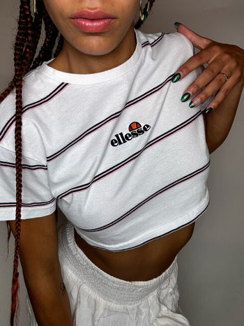 Crop top rayé ELLESSE M vintage