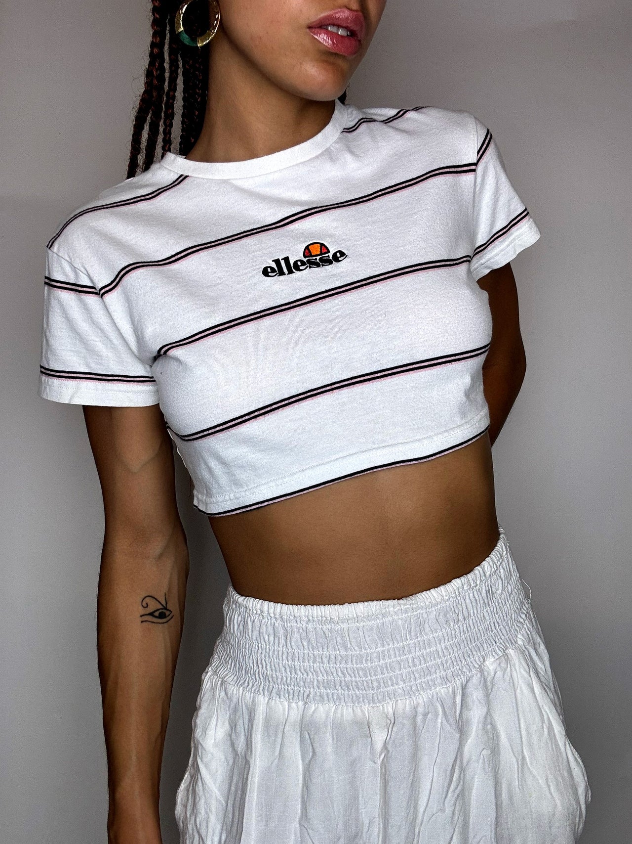 Crop top rayé ELLESSE M vintage