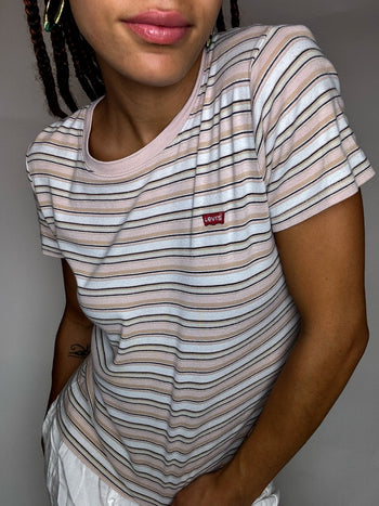 Tee shirt rayé saumon LEVI'S S vintage