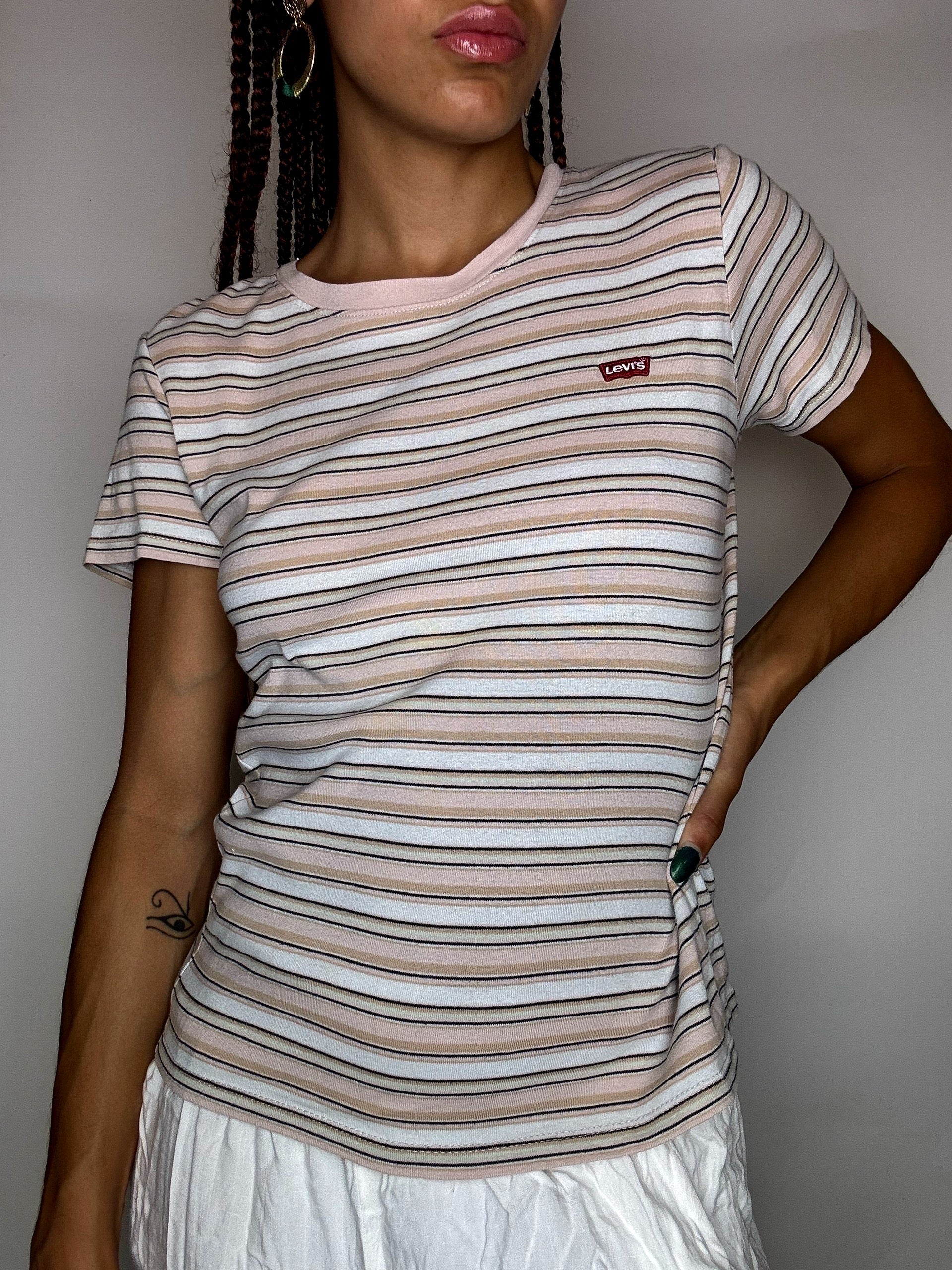 Tee shirt rayé saumon LEVI'S S vintage