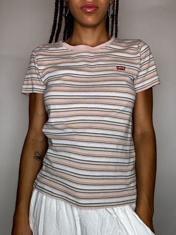 Tee shirt rayé saumon LEVI'S S vintage
