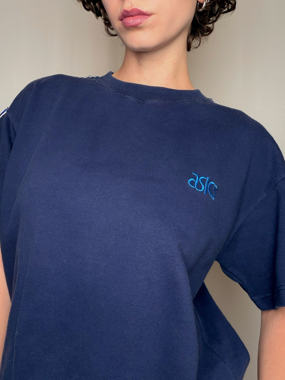 Sweat manches courtes marine Asics M vintage