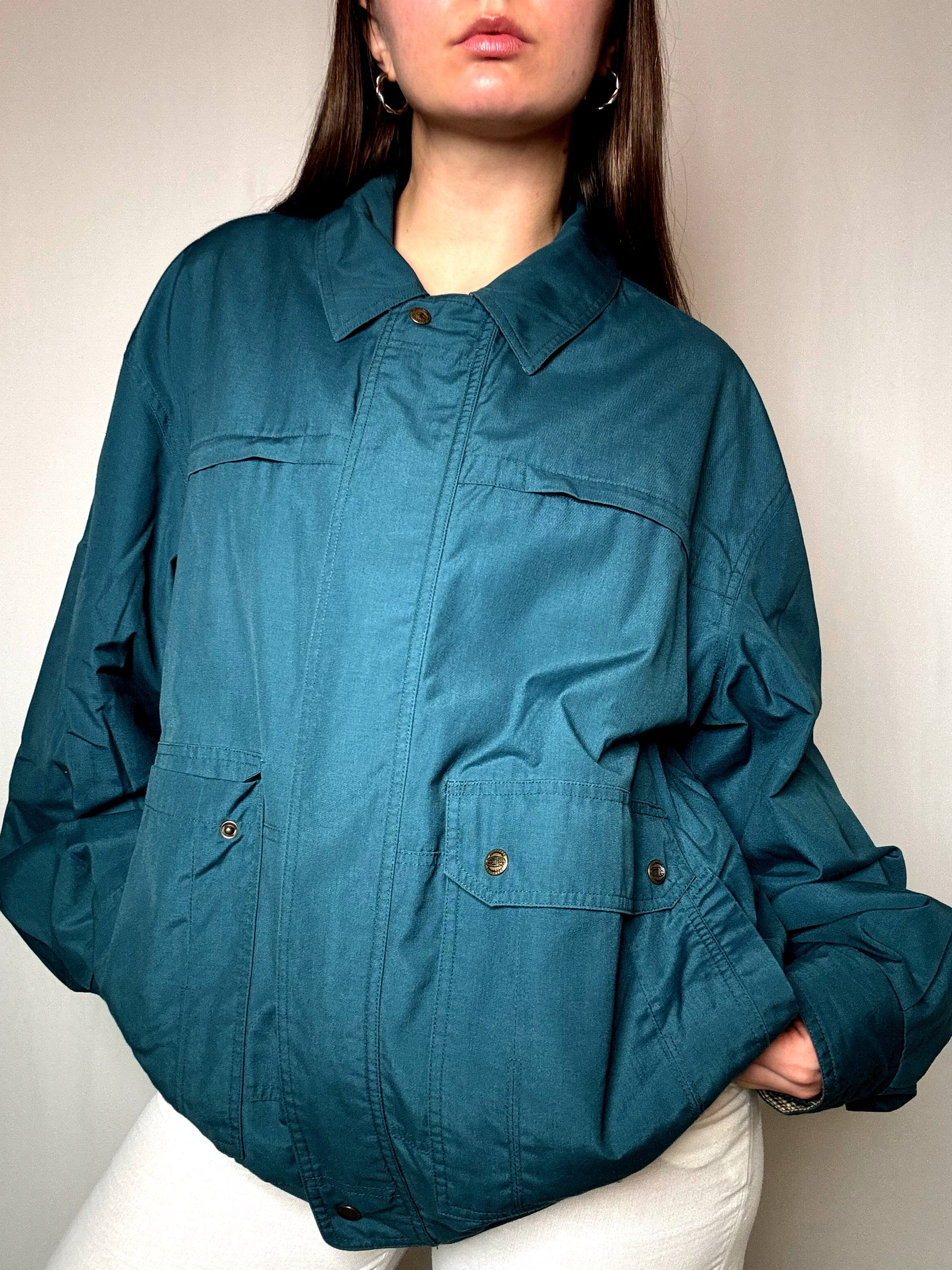 Bomber réversible bleu canard L vintage