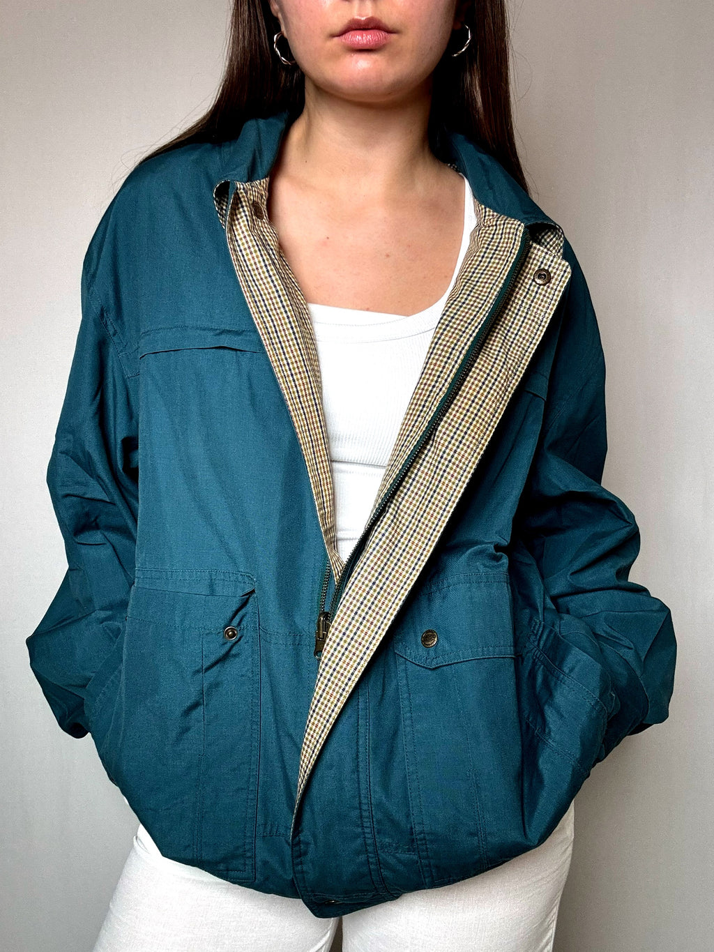 Bomber réversible bleu canard L vintage