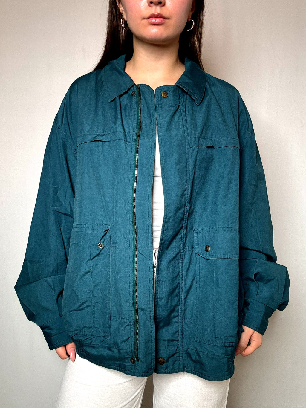 Bomber réversible bleu canard L vintage