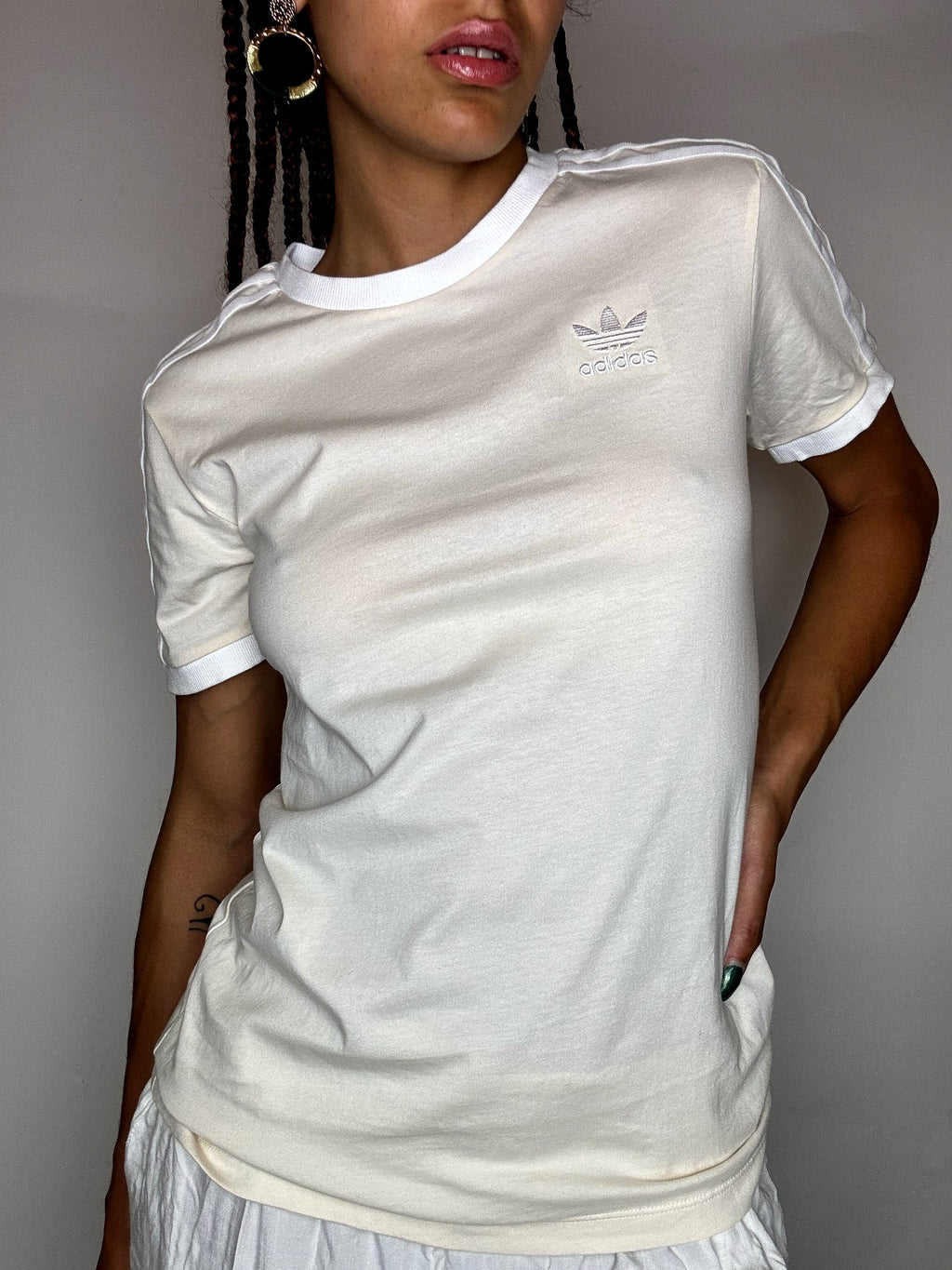 Vintage adidas M cremefarbenes T-Shirt