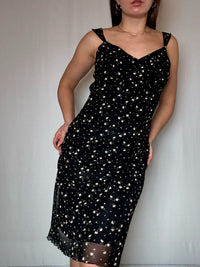 Robe noire à fleurs à bretelles M/L vintage