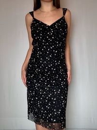 Robe noire à fleurs à bretelles M/L vintage