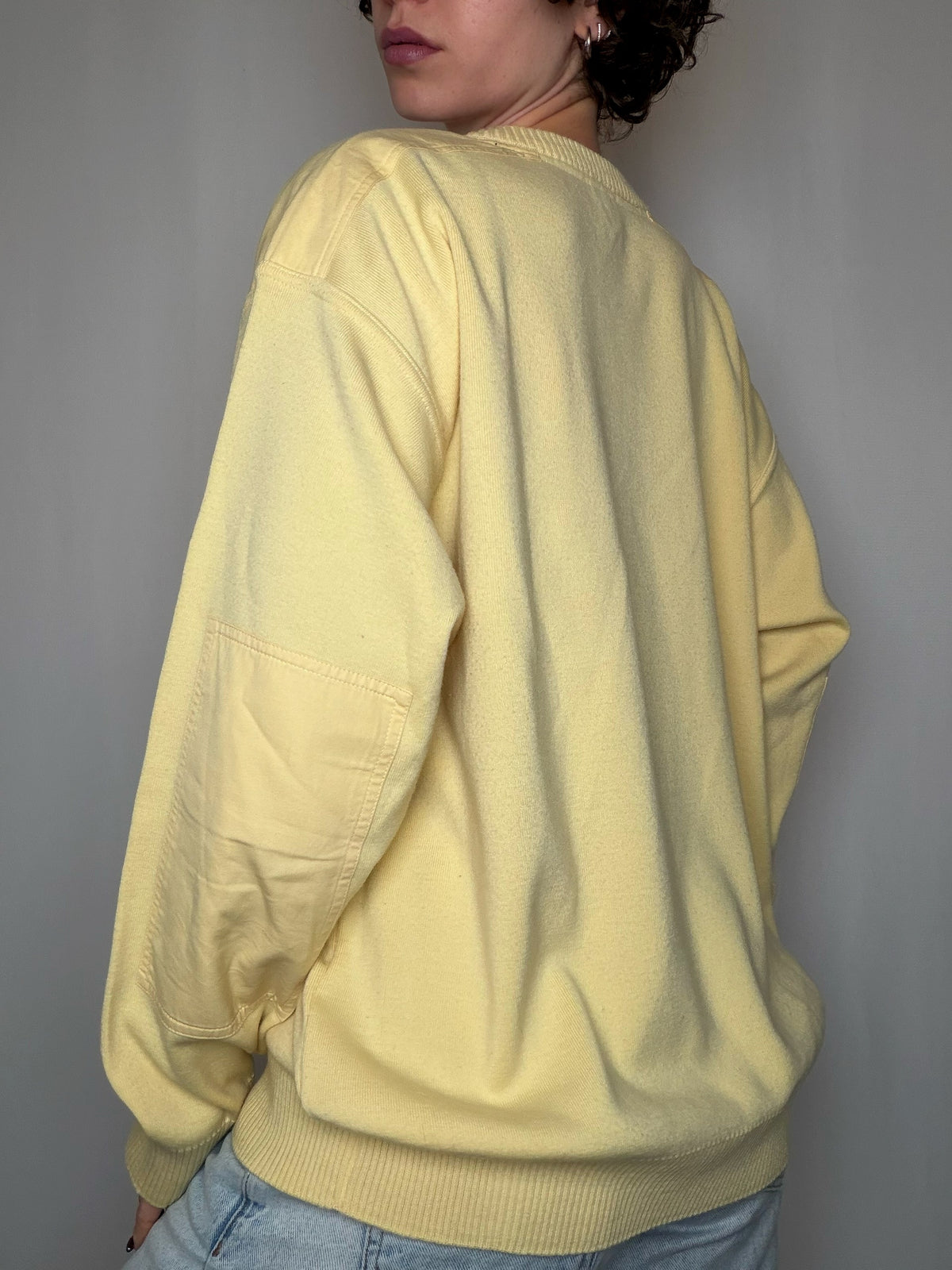 Pull en maille jaune XL vintage