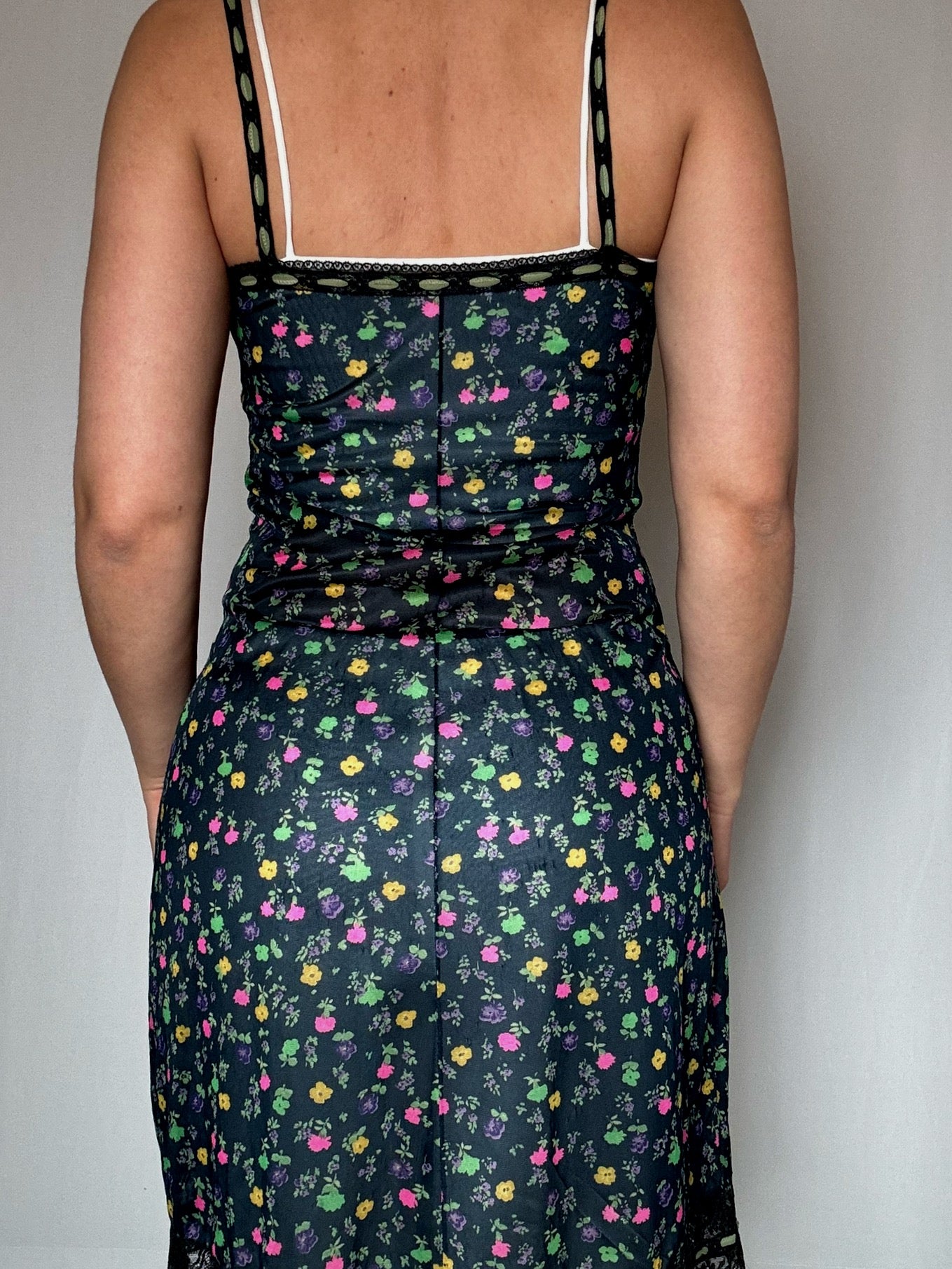 Robe transparente à fleurs S/M vintage