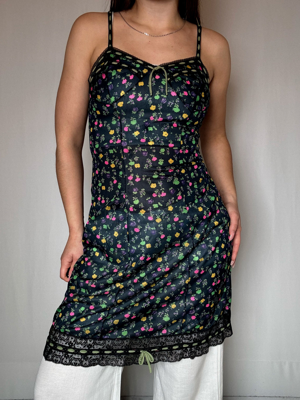 Robe transparente à fleurs S/M vintage