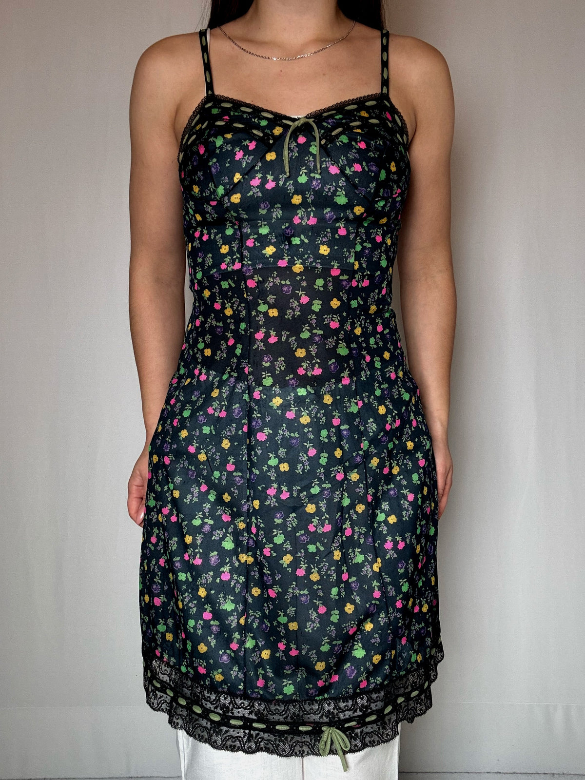 Robe transparente à fleurs S/M vintage