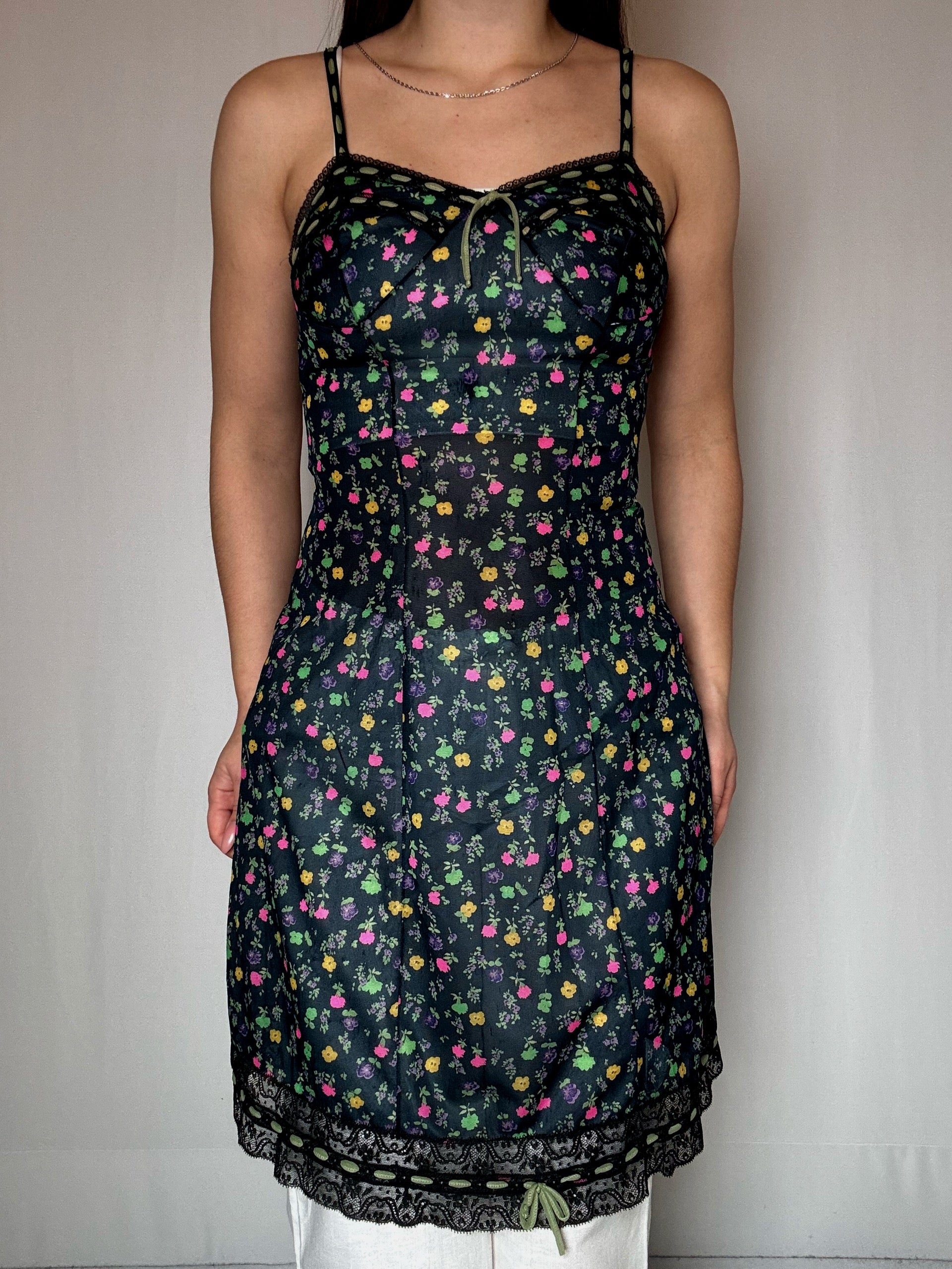 S/M vintage sheer floral dress