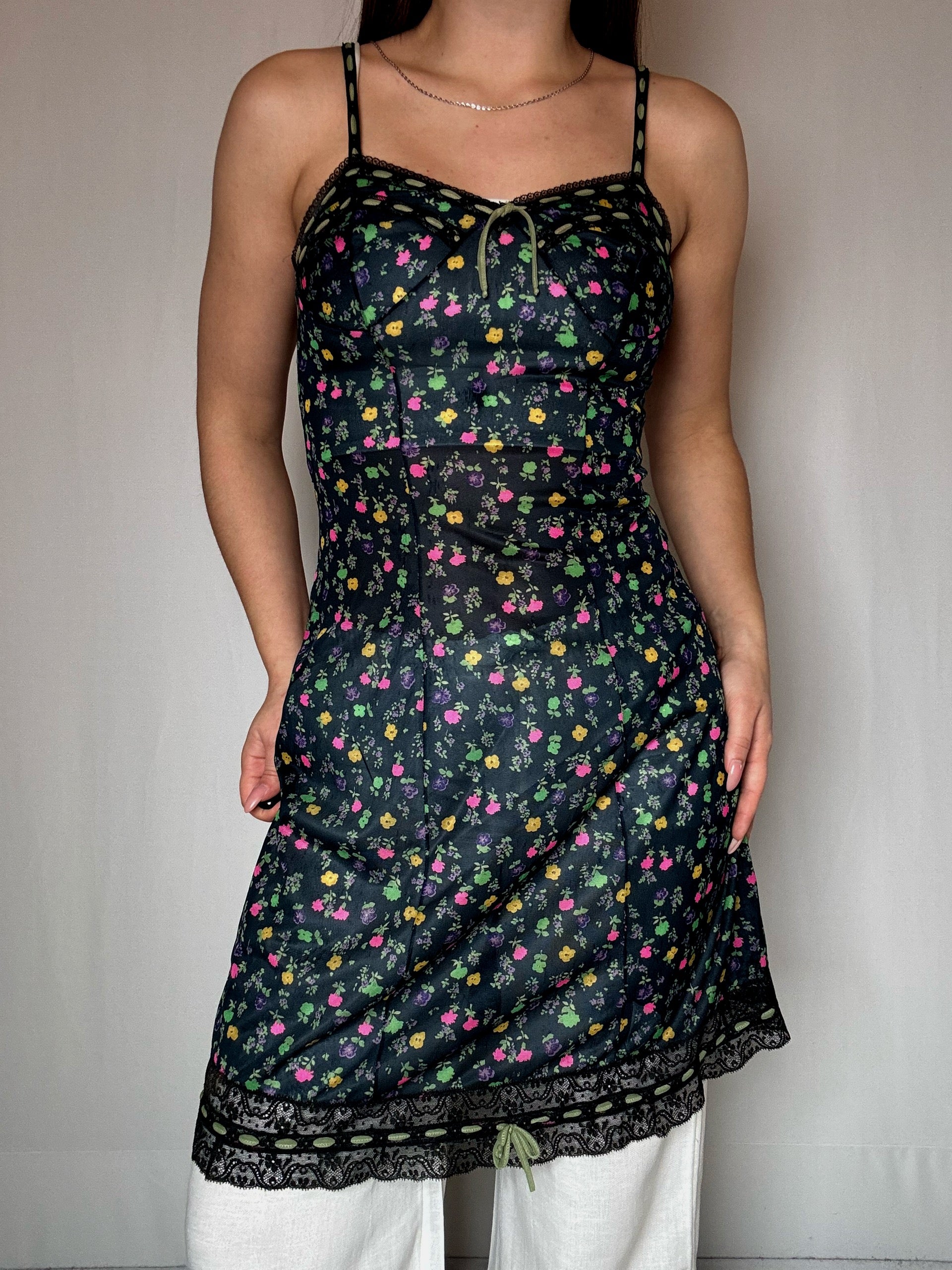 Robe transparente à fleurs S/M vintage