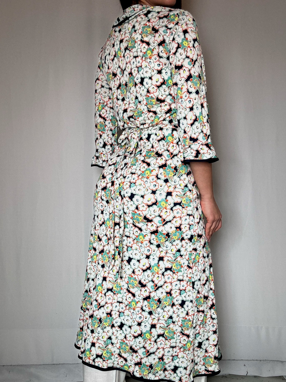 Robe portefeuille longue imprimée M vintage