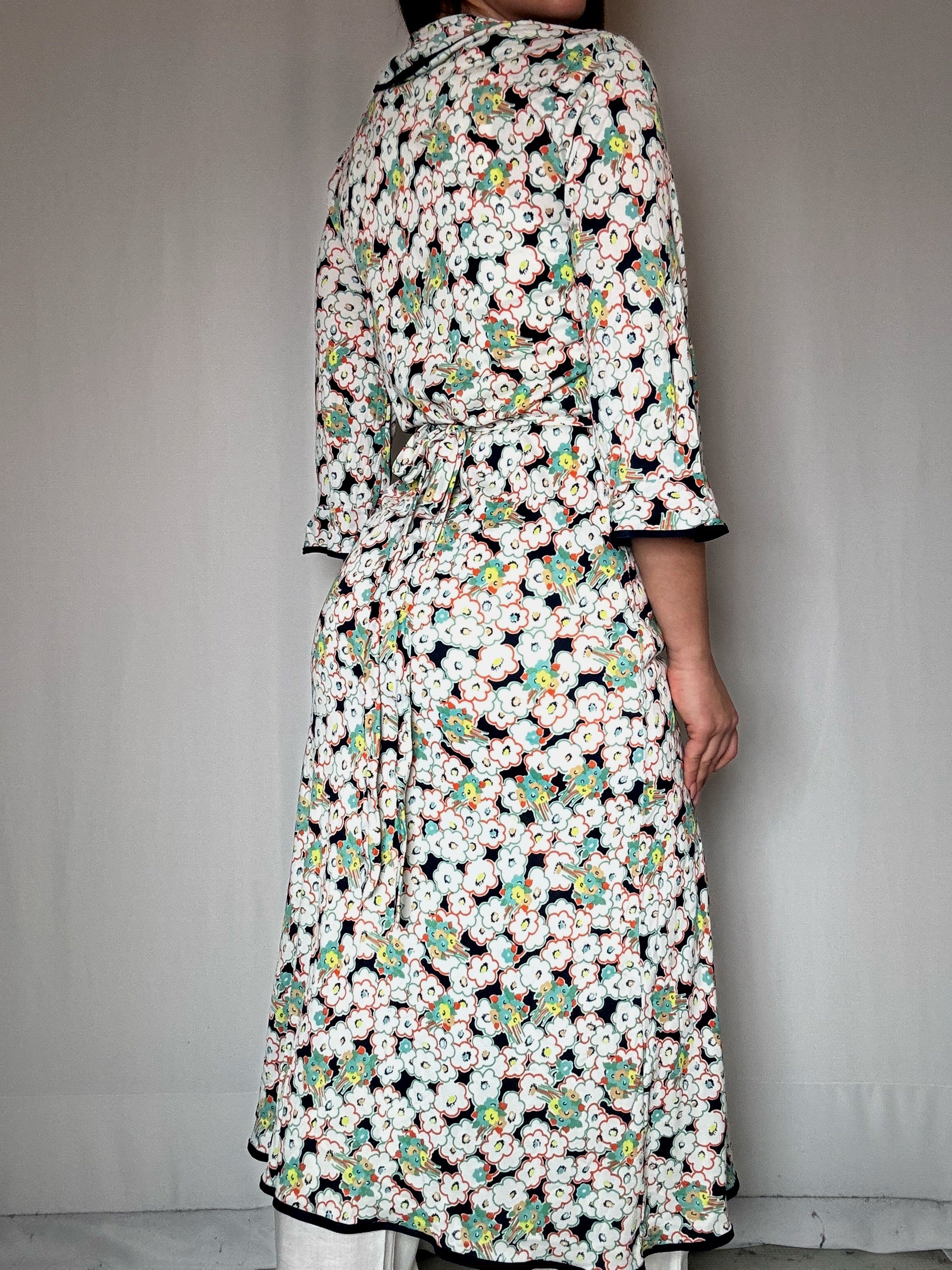 Robe portefeuille longue imprimée M vintage